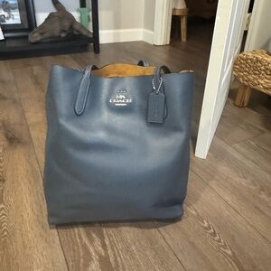 Coach Classic Slate Blue Leather Shopping Tote
